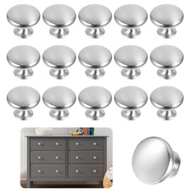 Perilla de Cajón, 15 Piezas - Tiradores de Cajón, Círculo Pomos de Gabinete de Cocina, Sólido Manijas de Puerta de Clóset, Pomos de Cómoda, Perilla de Cajón para Oficina, Gabinete de Baño (Plateado)