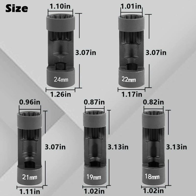 UTMALL 5 pieces Strut Nut Socket 18mm 19mm 21mm 22mm