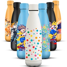 HoneyHolly Stainless Steel Water Bottle, 500 ml, BPA-Free, Thermos Flask, Double-Walled, Water Bottle, Stainless Steel, Leak-Proof, 18/8 Stainless Steel, Thermos Flask for Sports, Camping,