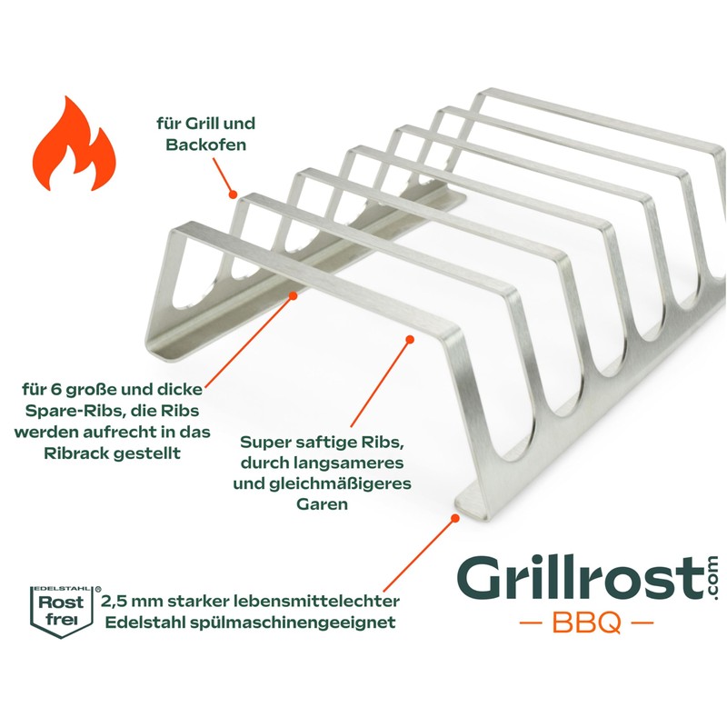 Stainless steel rib holder, RibRack for 6 all-round crispy spare