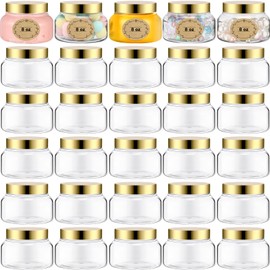 Lallisa 42 Pcs 8 oz Plastic Jars with Lids Labels Clear Plastic Containers Round Refillable Cosmetic Containers Empty Body Butter Jars Sugar Scrub Containers for Lotions Cosmetics Cream (Black)