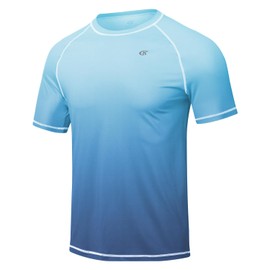 Huayuzh Men's UV Shirt Rash Guard T-Shirt Swimming Shirt Quick-Drying Lightweight Breathable Surfing Fishing Hiking Top, 13-gradient colour: grey blue