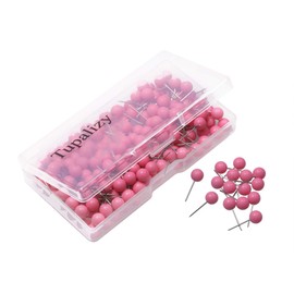 Tupalizy 1/4 Inch Small Round Map Tacks Plastic Fabric Marking Push Pins World Travel Map Thumbtacks for Home Office Bulletin Cork Board Use and DIY Craft Project, 200PCS (Pink)