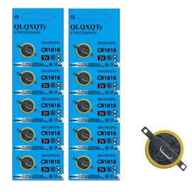 QLQXQTy 10-Pack CR1616 3V Lithium Coin Cell Batteries with Solder Tabs, for Gameboy Game Cartridges