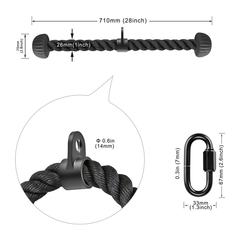 SELEWARE Triceps Rope with Non-Slip Soft Rubber Ends Home Gym