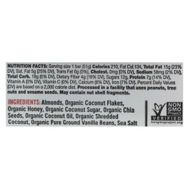 UD_Taos Bakes Case of 12 1.8 Oz Bar Tsted Cocont Vanilla Bean Snacks