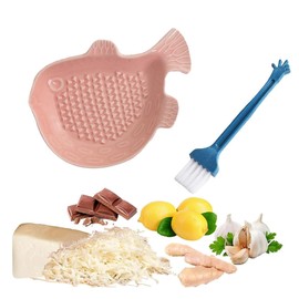 KHDULQ Pink Ceramic Grater Ceramic Grater Garlic Grater Grater Nutmeg Grater Ginger Grater Apple Grater Small Pink Fish Ceramic Grater for Family Kitchen Dishwasher Safe