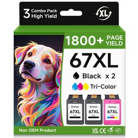 Statago Compatible 67XL Ink Cartridge Replacement for HP Envy 6400 6055e 6455e 6055 6452 6455 DeskJet 2855e 4255e 4155e 2755e 4155, Black, Tri-color, 3-Pack