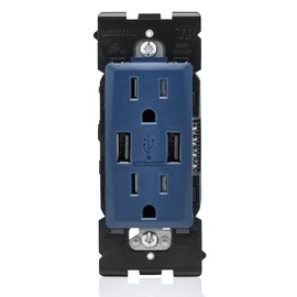 Leviton Navy Blue USB Outlet Kit 15A Renu