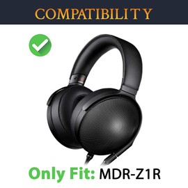 SOULWIT Replacement Earpads for Sony MDR-Z1R (MDRZ1R) WW2 Signature Hi-Res Headphones, Ear Pads Cushions with Soft Protein Leather - Black