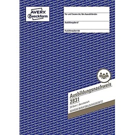 AVERY Zweckform 2831 Ausbildungsnachweis (DIN A4, Heftform, von IHK anerkannt, für Deutschland, speziell konzipiert für die Führung von Berichtsheften in der Berufsausbildung, 28 Blatt) weiß