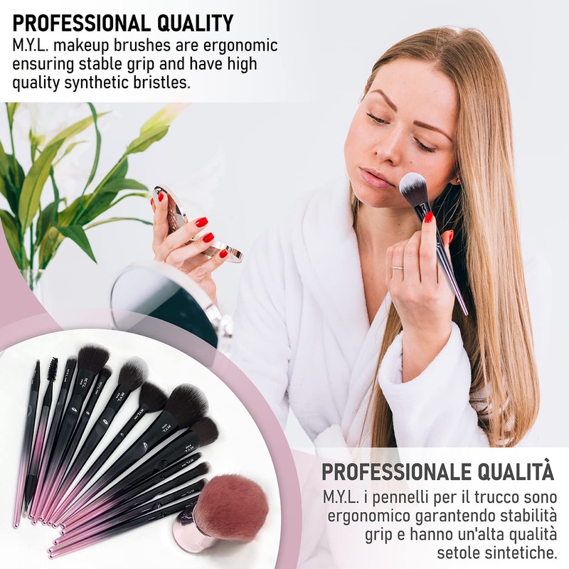 M.Y.L. Cosmetic Brush Set, Hair Band, Blender, Cleaner, Travel Case,