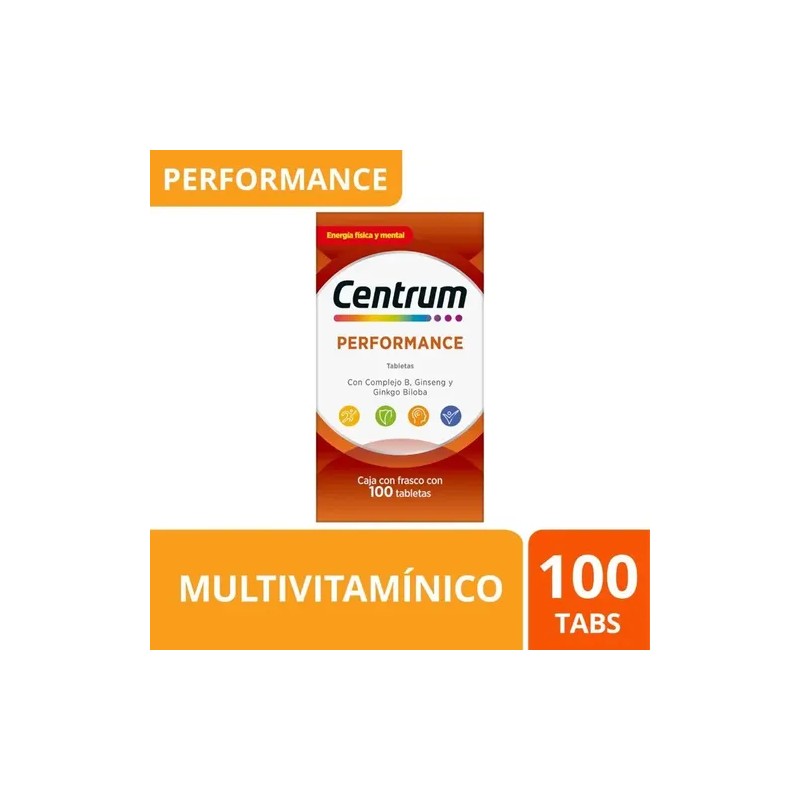 Multivitamínico Centrum Performance con Vitamina B, Vitamina C, Hierro, Potasio