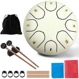 Rain Drum, 8 Notes 6 Inches, Chakra Rain Drum, Steel Tongue Drum, Rain Music Drum, Outdoor Rain Drum, Garden Handpan with Beater, Percussion Instruments (8 Tone 6 Inches)
