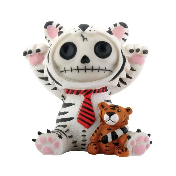 SUMMIT COLLECTION Furrybones White Tigrrr Signature Skeleton in White Tiger Costume with Small Bengal Tiger Doll.