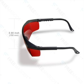 FREEMASCOT OD 4+ 190nm-550nm Wavelength Laser Safety Glasses for Typical 405nm, 450nm,520nm,532nm Laser Light for Hair Removal Laser Treatment Eye Protection Goggles (Red)