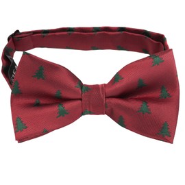 Alizeal Mens Maroon Background with Cedar Pattern Pre-tied Christmas Party Bow Tie, 016
