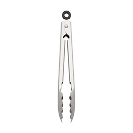 KitchenAid Gourmet Stainless Steel Serving Tongs with Hang Hook and Secure Closing Lock, 9 Inch, Stainless Steel