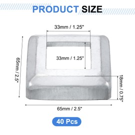 uxcell 40Pcs Post Base Cover, 2.5"x2.5" (Internal Size 1.25"x1.25") Metal Integral Style Post Skirt, Porch Column Wrap for Post Fence Deck Cable Railing Baluster Stair Rails, Silver