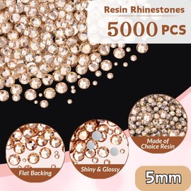 5000PCS 5mm Resin Rhinestones for Bedazzling, Champagne Bulk Flatback Bedazzled Gems for Crafting Crafts DIY, Diamonds Charms Crystal for Shoes Clothing Bottles Tumblers Fabric Nail Art