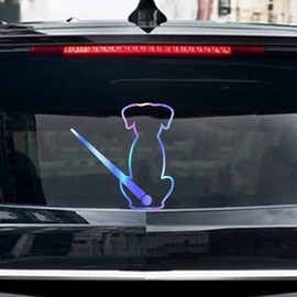Leniutor Dog Wiper Sticker For Cars, Waterproof Vinyl Cute Dog Waving Tail Rear Window Windshield Sticker Decal, Funny Lovely Animal Rear Wiper Decoration 5.43 x 10.62 (A Lovely Dog, Holographic Blue)