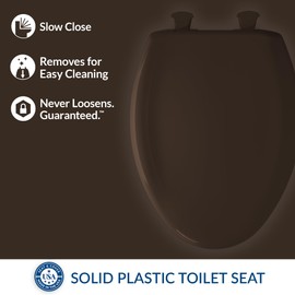 Bemis Classic Colors Slow Close Toilet Seat, Easy Clean Hinges and Durable Plastic Seat, Made in USA, Elongated, Espresso Brown