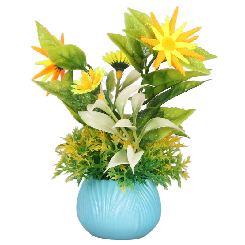 2pcs Artificial Aquarium Plants Silicone Flowers Reusable Resin Pots Fish