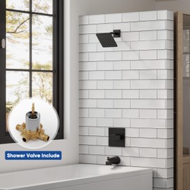 Black Shower Faucet Set, Compatible with Delta Faucet 13/14 Series Shower Trim Kit, All Metal Bathtub Shower Handle Set, Single-Handle Tub Shower Trim Kit with Valve, Matte Black (Valve Include)