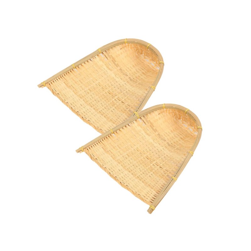 Healeved DIY Rattan Tray Woven Basket Bamboo Weaving Child Wooden