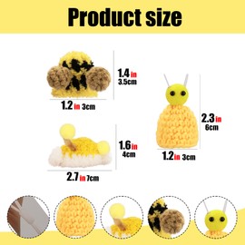 CAIRIAC Hamster Hat Mini Small Animals Hat Cute Hand Knitted Bee Tiny Hats for Pets Birds Snakes Lizards Guinea Pigs Parrots Christmas Party Clothes Costume Accessories Photo Props Gifts (3 Pack)
