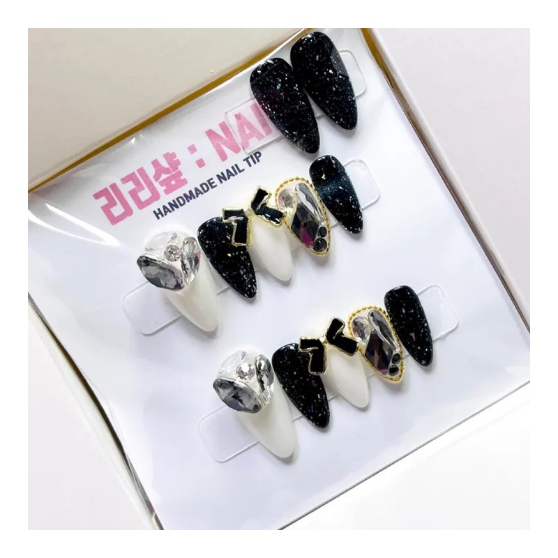 Luxury st Full Stone Handmade Nail Tips - Short Oval