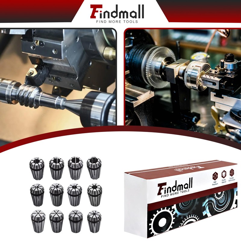 findmall ER-16 Collet Set 12PCS ER-16 Spring Collet Set 1/32-3/8