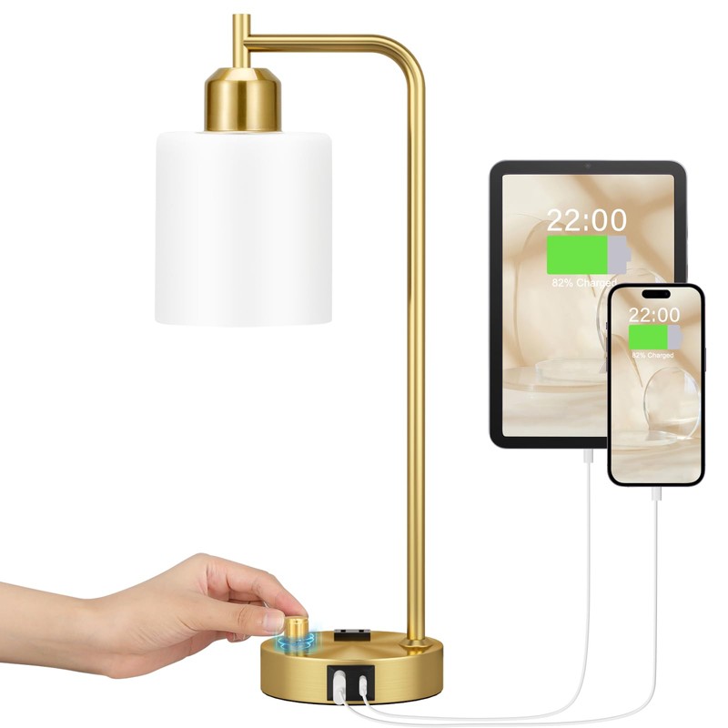 Innqoo Gold Lamp for Bedroom - Industrial Bedside Table Lamp