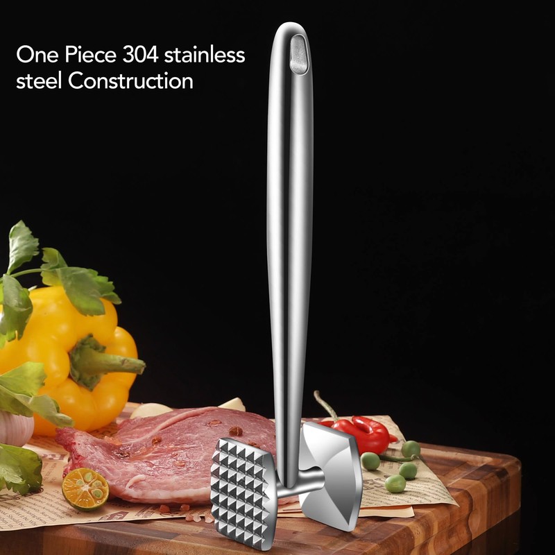 Aliglow Meat Tenderizer 304 Stainless Steel Hammer Mallet Tool Pounder