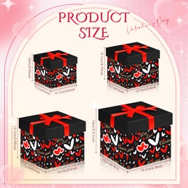 Epakh 4 Square Gift Boxes with Lids Gift Box Nesting Gift Boxes Assorted Sizes for Valentine's Day Presents Flower Birthday Bridesmaid Wedding Christmas Party Favor Boxes (Sweet)