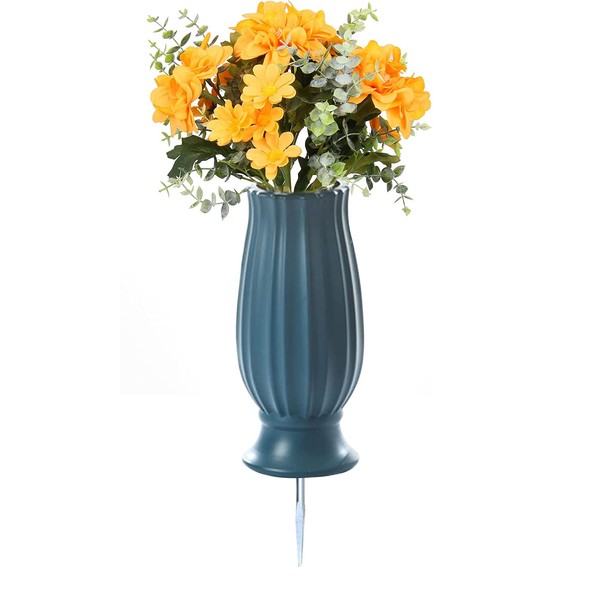 TFANUO Cemetery Vases with Spikes,Grave Vases for Cemetery with Metal Spikes and Scupper,Cemetery Vases for Headstones Memorial Gifts Loss of Loved One