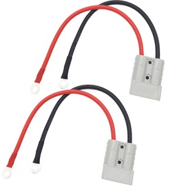 50A Battery Quick Connect Disconnect Connector Plug with 10AWG O Ring Battery Connector Cable, for Electric Forklift, Motorhome, Tractors (2 pcs)