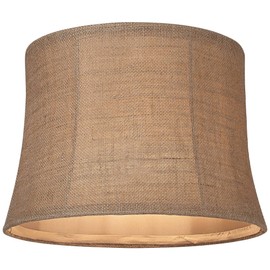 Natural Burlap Large Drum Lamp Shade 12" Top x 14" Bottom x 10" High (Spider) Replacement with Harp and Finial - Springcrest