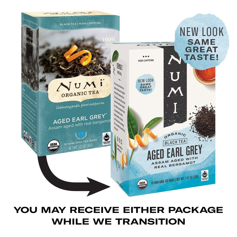 Numi Organic Tea Aged Earl Grey, 18 Count Box of
