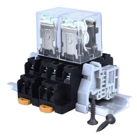 2 x Electromagnetic Relay 24 V DC 5 A Coil Power Relay 8 Pins 2NO 2NC HH52PL MY2 Changer with Indicator Light with Socket with Top Top Hat Rail Relay Top Hat Rail Base