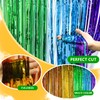 BlingABC 2Pack Rainbow Foil Fringe Curtains Backdrop, 6.6x6.6ft Tinsel Metallic