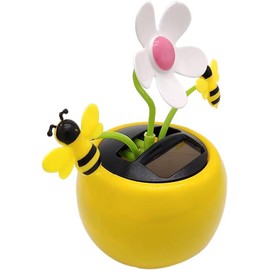 Solar Apple Blossom Bee Dancing Flower Solar Dancing Ornament, Car Swinging Dancing Product Car Windowsill Decoration Honey Bee Swing Model Sunflower Model Solar Kits