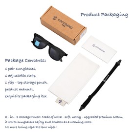 COCOSAND Kids Sunglasses with Strap Flexible Polarized UV Protection for Toddlers & Schoolchild Boys Girls Ages 4-10, Black with Grey Lens