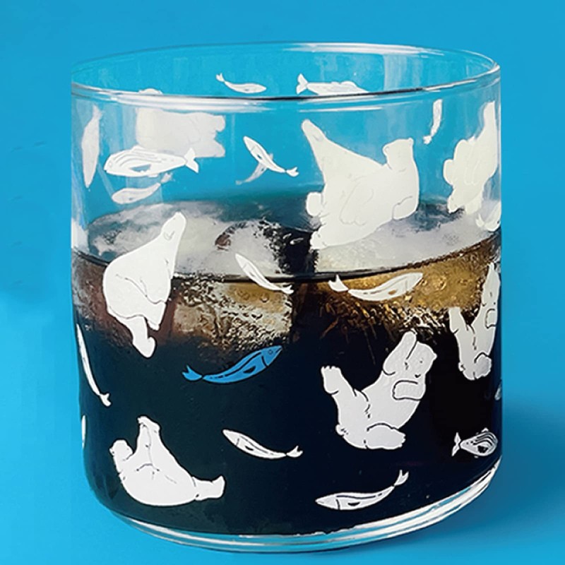 Sun Art Cute Tableware "Polar" White Spotted Glass Soba Choko