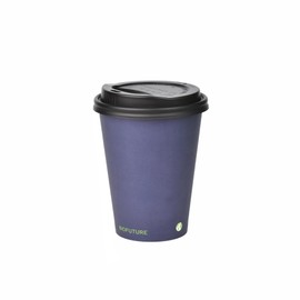 BIOFUTURE Biodegradable Coffee Cups - Disposable Paper Cups with Lids – Made from Premium PLA and CPLA, Eco-Friendly Design and Sustainable, Certified EN 13432 (50 Pack) (Blue, 12oz)