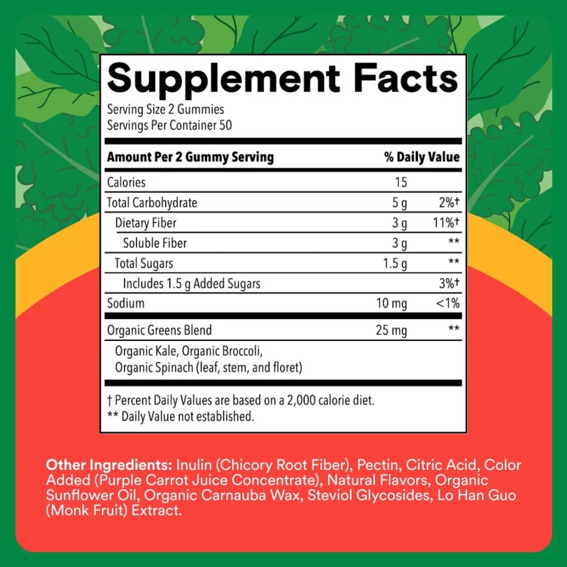 SmartyPants Kids Fiber & Veggies Gummies, 100 Count