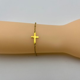 Christian Bracelet Gifts for Women, Dainty Religious Baptism Cross Bracelet Jewelry, Gold Plated Stainless Steel Easter Christmas Birthday Gift (To my girlfriend)