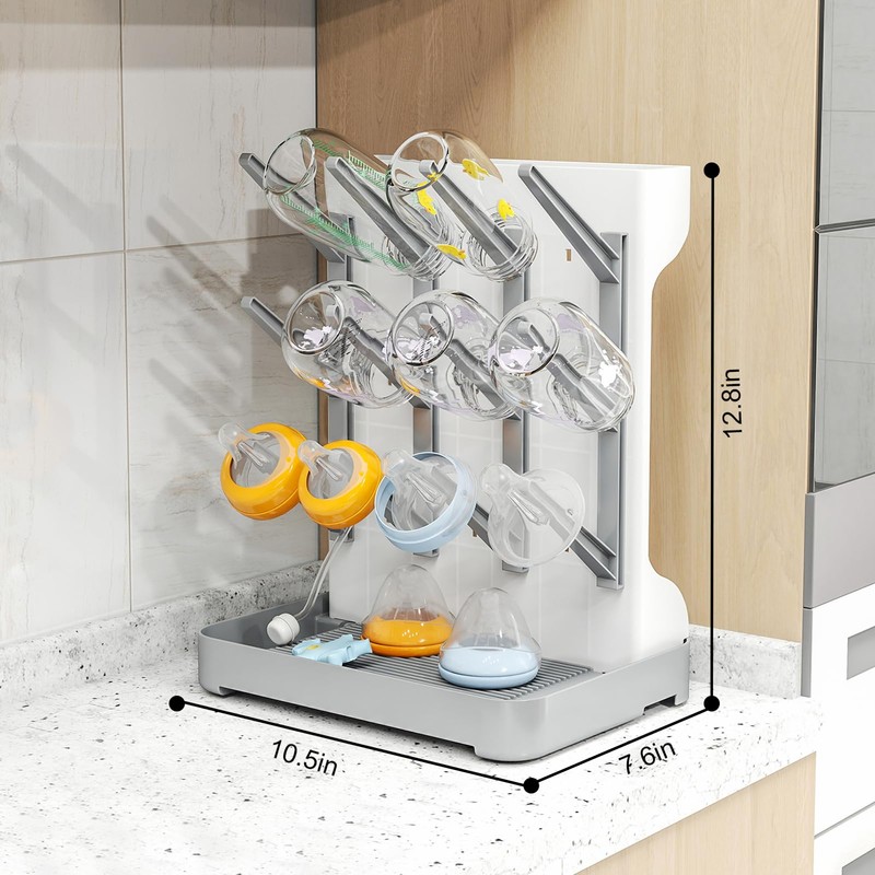 GoMaihe Baby Bottle Drying Rack: Space Saving Vertical Bottle Dryer