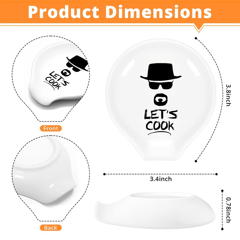 YROVWENQ Funny Kitchen White Ceramic Spoon Rests, Let’s Cook Coffee