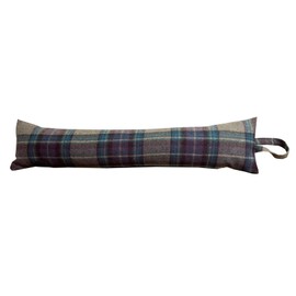 Classic Home Store Draught Excluder Door Draft Stopper Purple, Blue & Grey Check Wool 3ft Snake